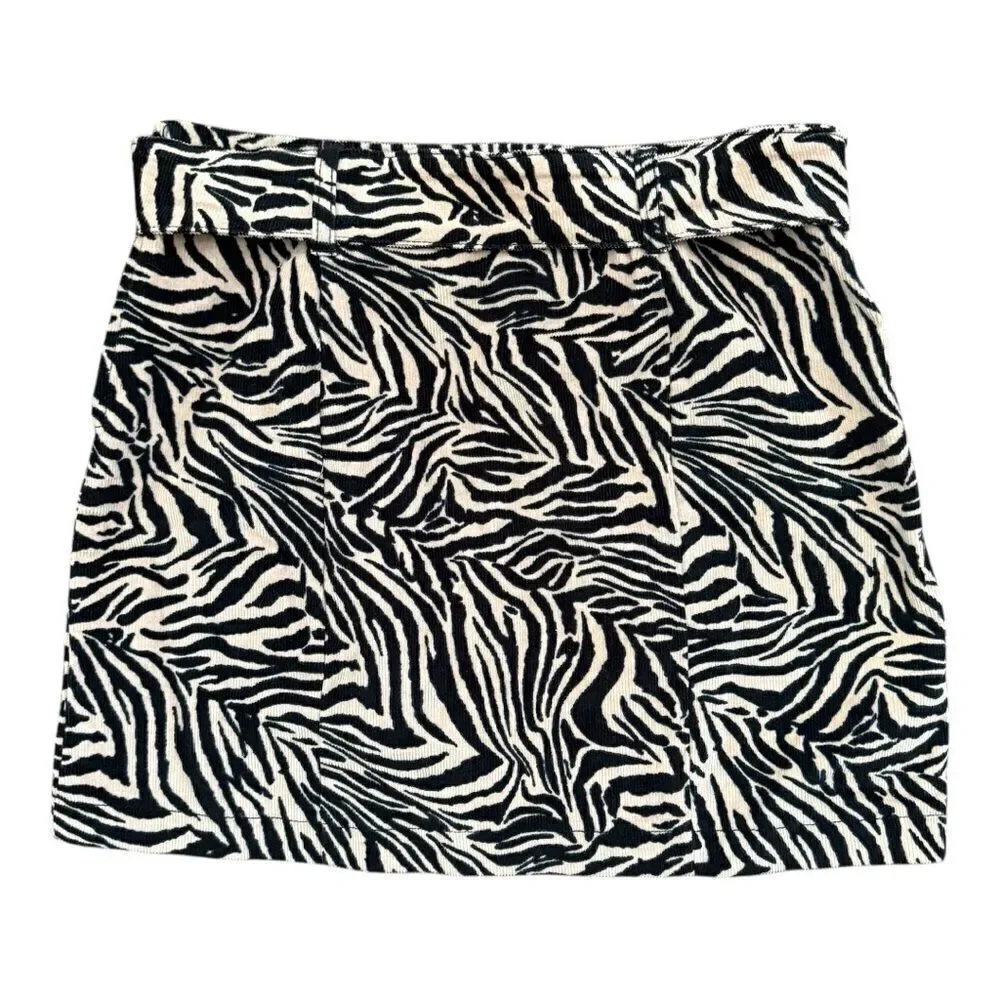 Wild Fable A-Line skirt Bold Zebra Print Pattern Black and Tan corduroy